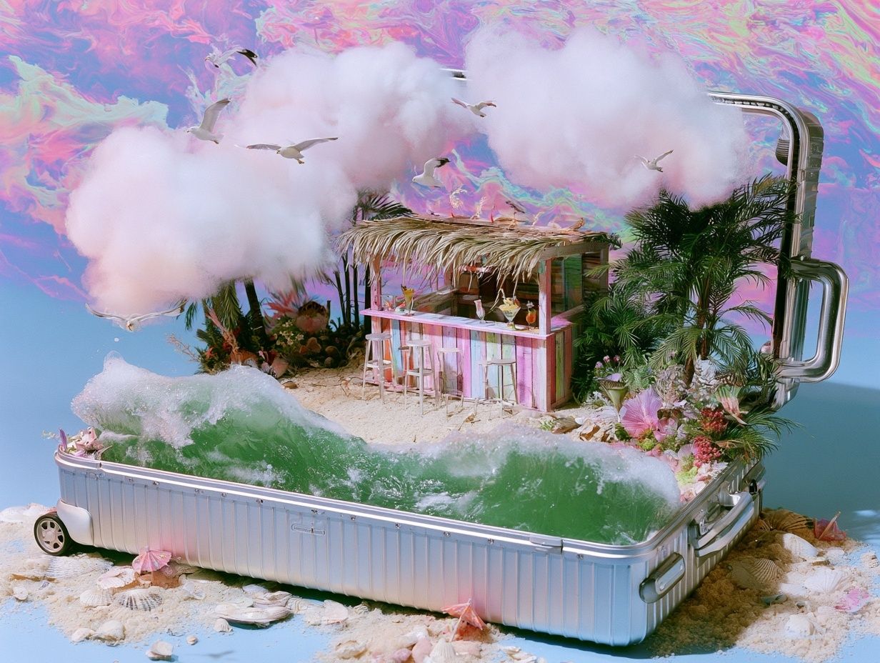 Dreamy Tropical Suitcase Island Poster. poster detail