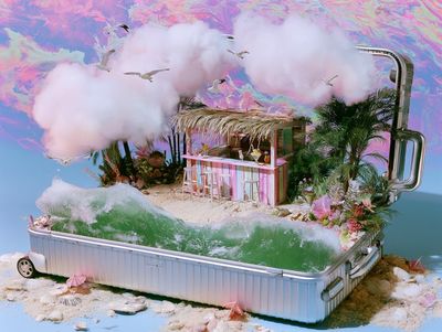 Dreamy Tropical Suitcase Island Poster.