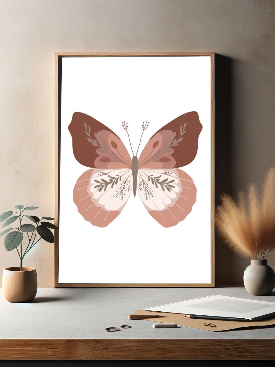 Boho Butterfly Illustration Poster. — room view 2