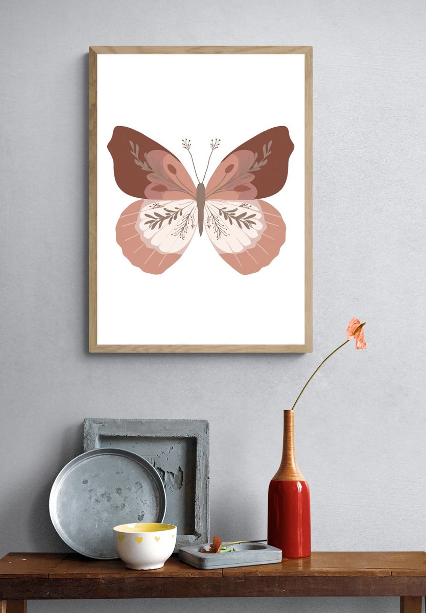Boho Butterfly Illustration Poster. — room view 3