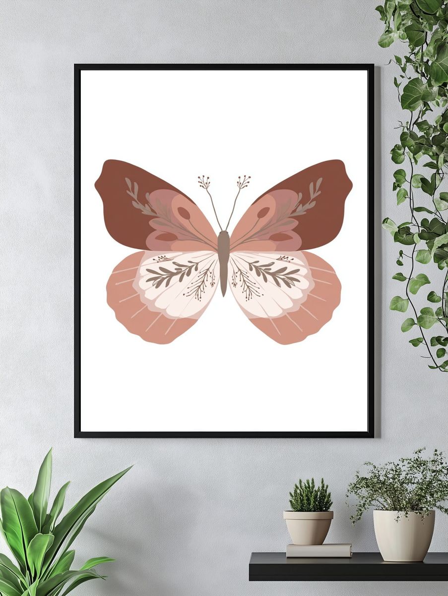 Boho Butterfly Illustration Poster. — room view 4