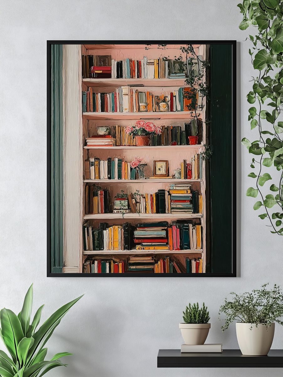 Bookshelf Interior Illustration Poster. — room view 4
