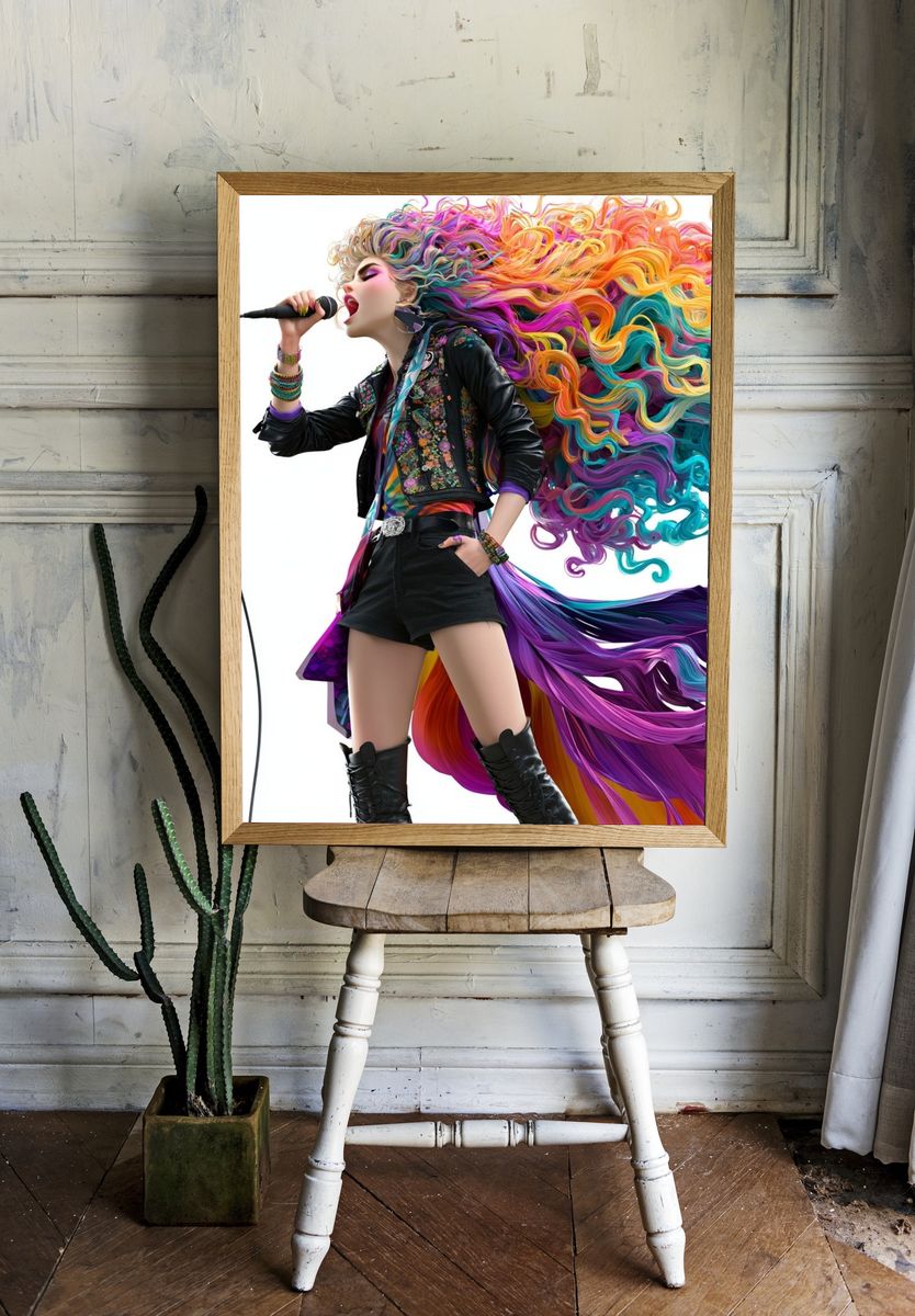 Colorful Singer Illustration Poster. — room view 1