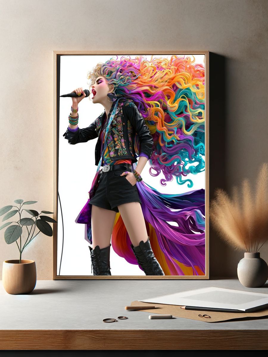 Colorful Singer Illustration Poster. — room view 2