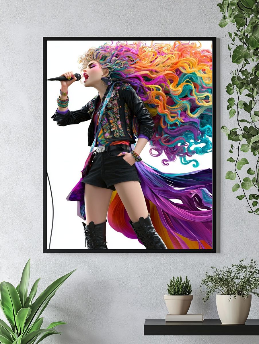Colorful Singer Illustration Poster. — room view 4