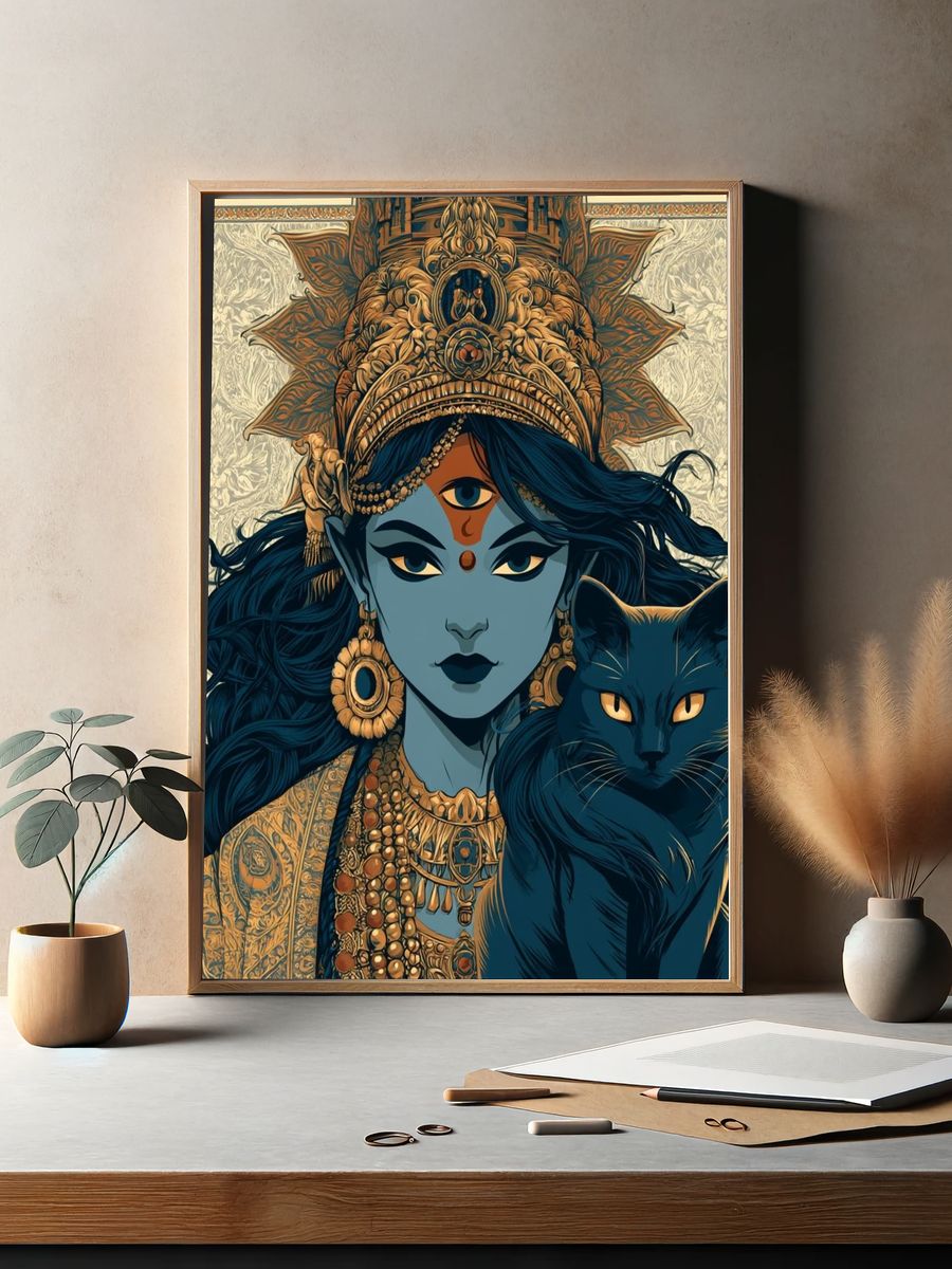 Divine Cat Goddess Illustration Poster. — room view 2