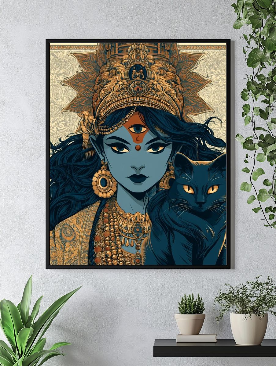 Divine Cat Goddess Illustration Poster. — room view 4