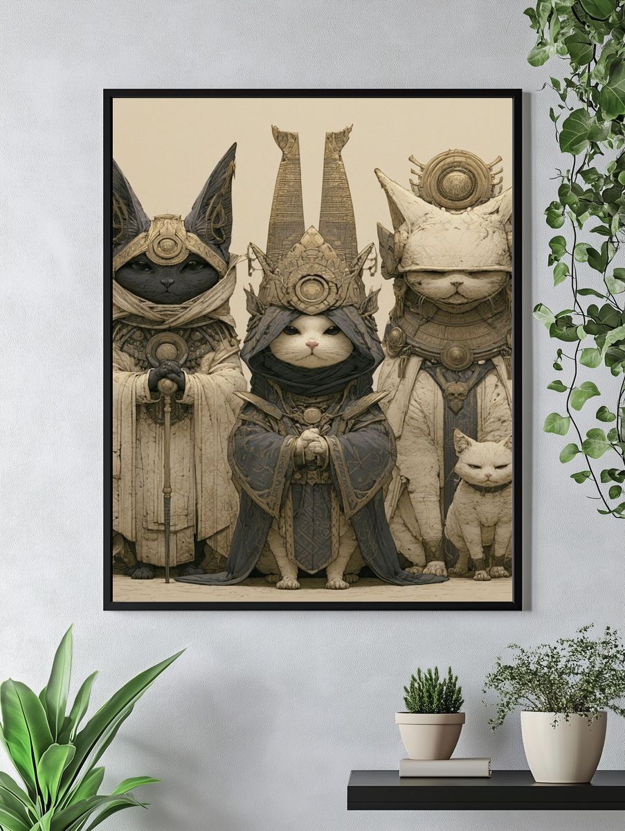 Mystic Cats Fantasy Illustration Poster. — room view 4