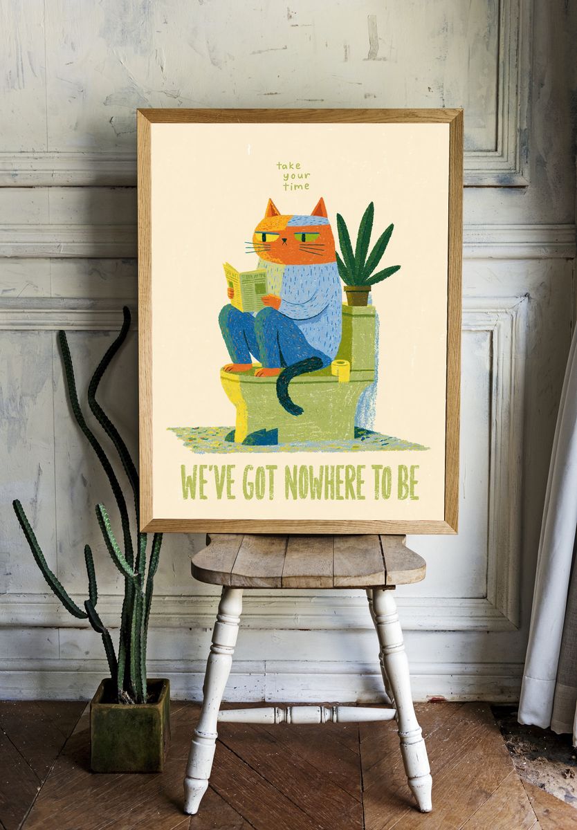 Cat Reading Quote Typography Poster. — room view 1