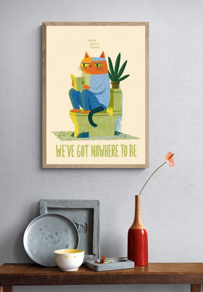 Cat Reading Quote Typography Poster. — room view 3