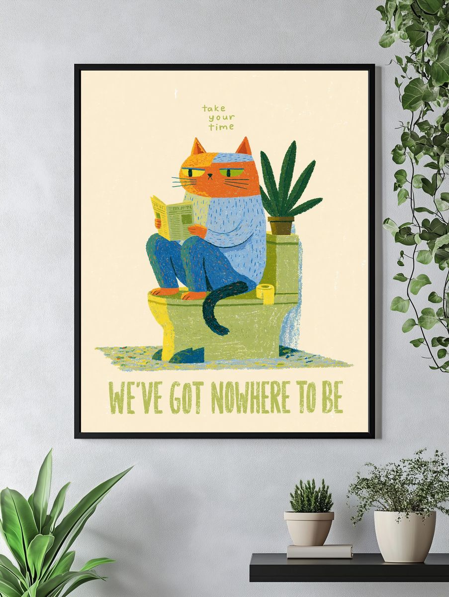 Cat Reading Quote Typography Poster. — room view 4