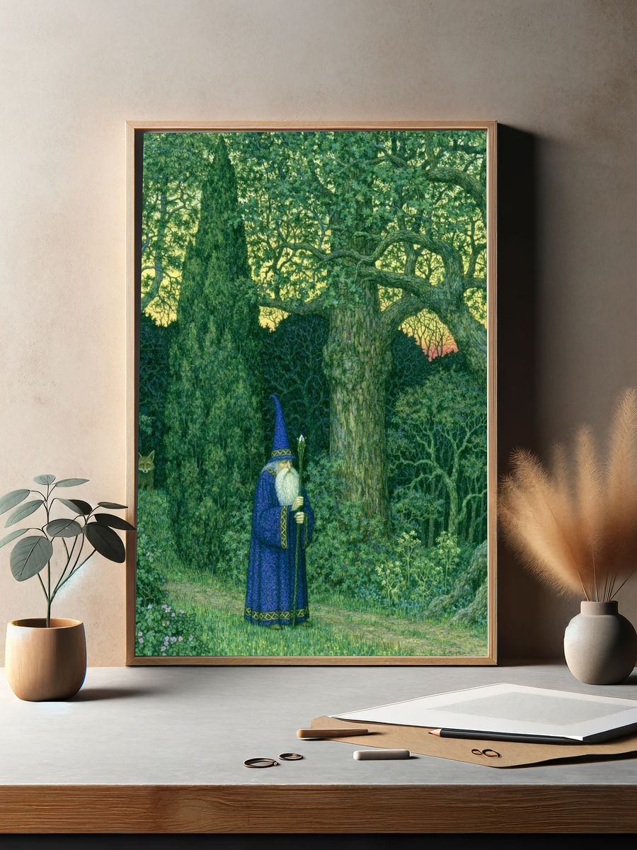 Forest Wizard — Fantasy Illustration Print. — room view 2