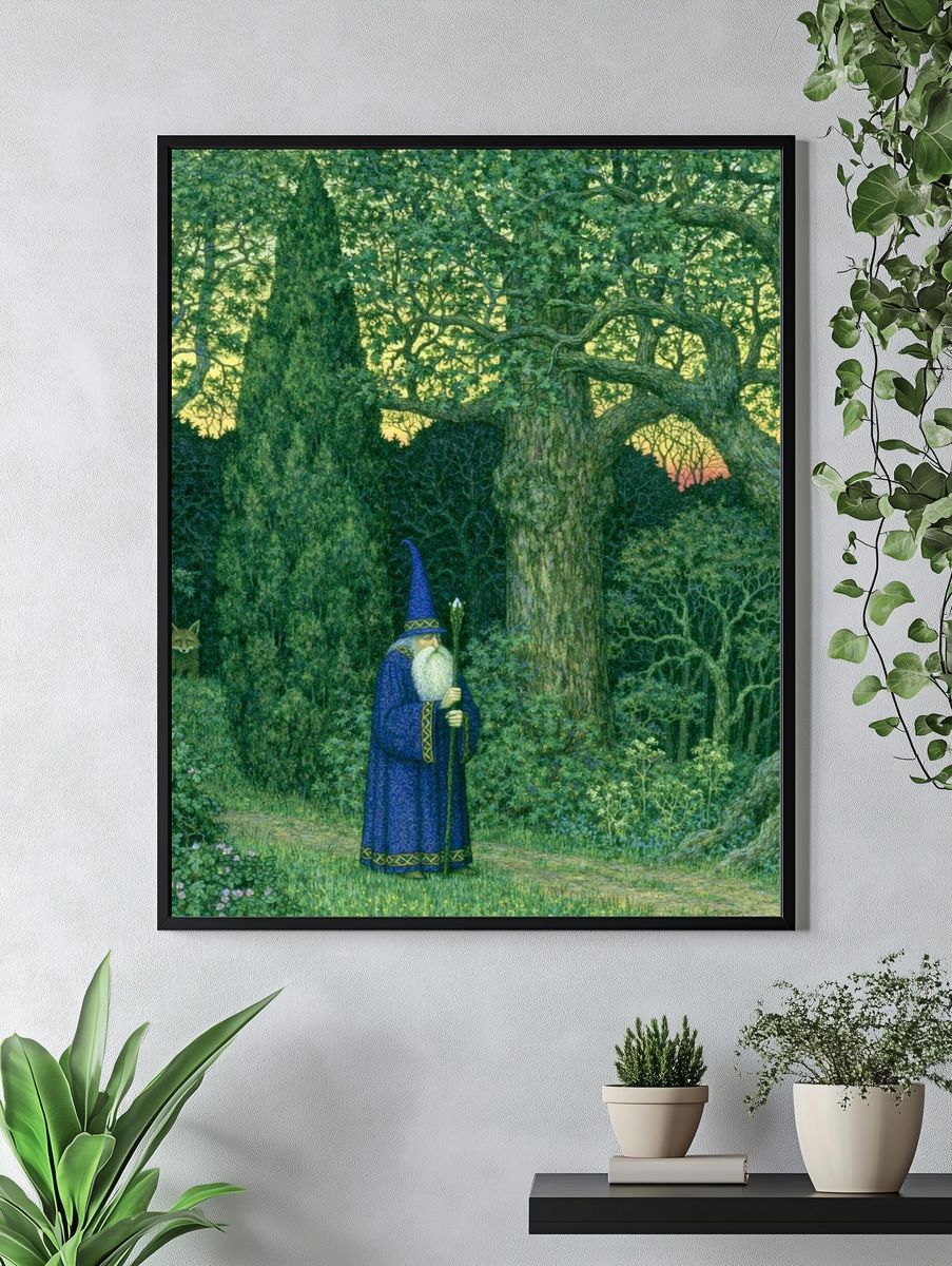 Forest Wizard — Fantasy Illustration Print. — room view 4