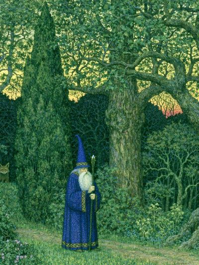 Forest Wizard — Fantasy Illustration Print. poster