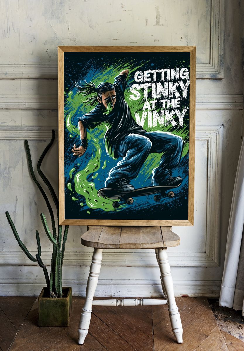 Skateboarder Stinky Trick Poster. room preview