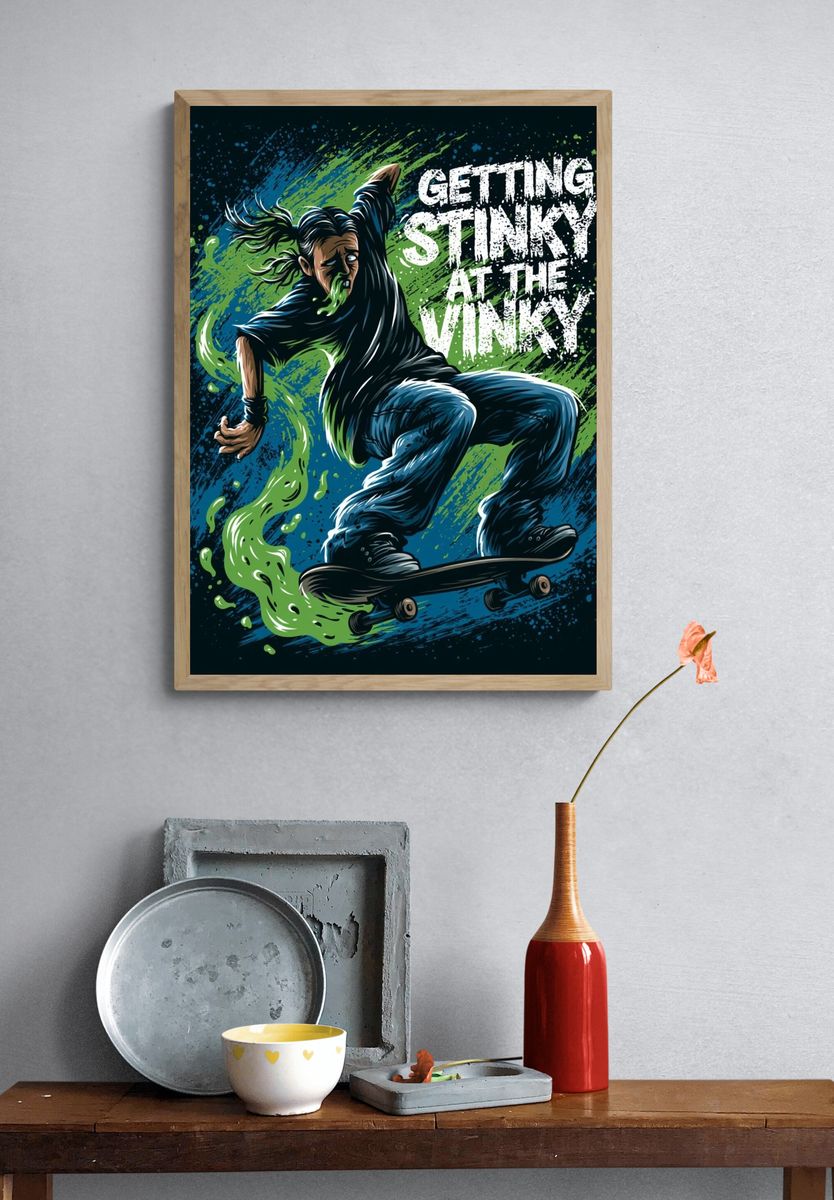 Skateboarder Stinky Trick Poster. — room view 3