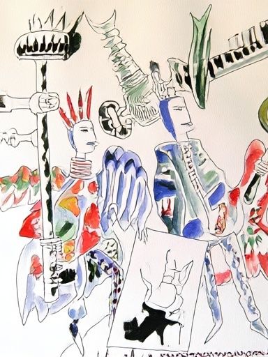 Abstract Figures Watercolor Print. poster detail
