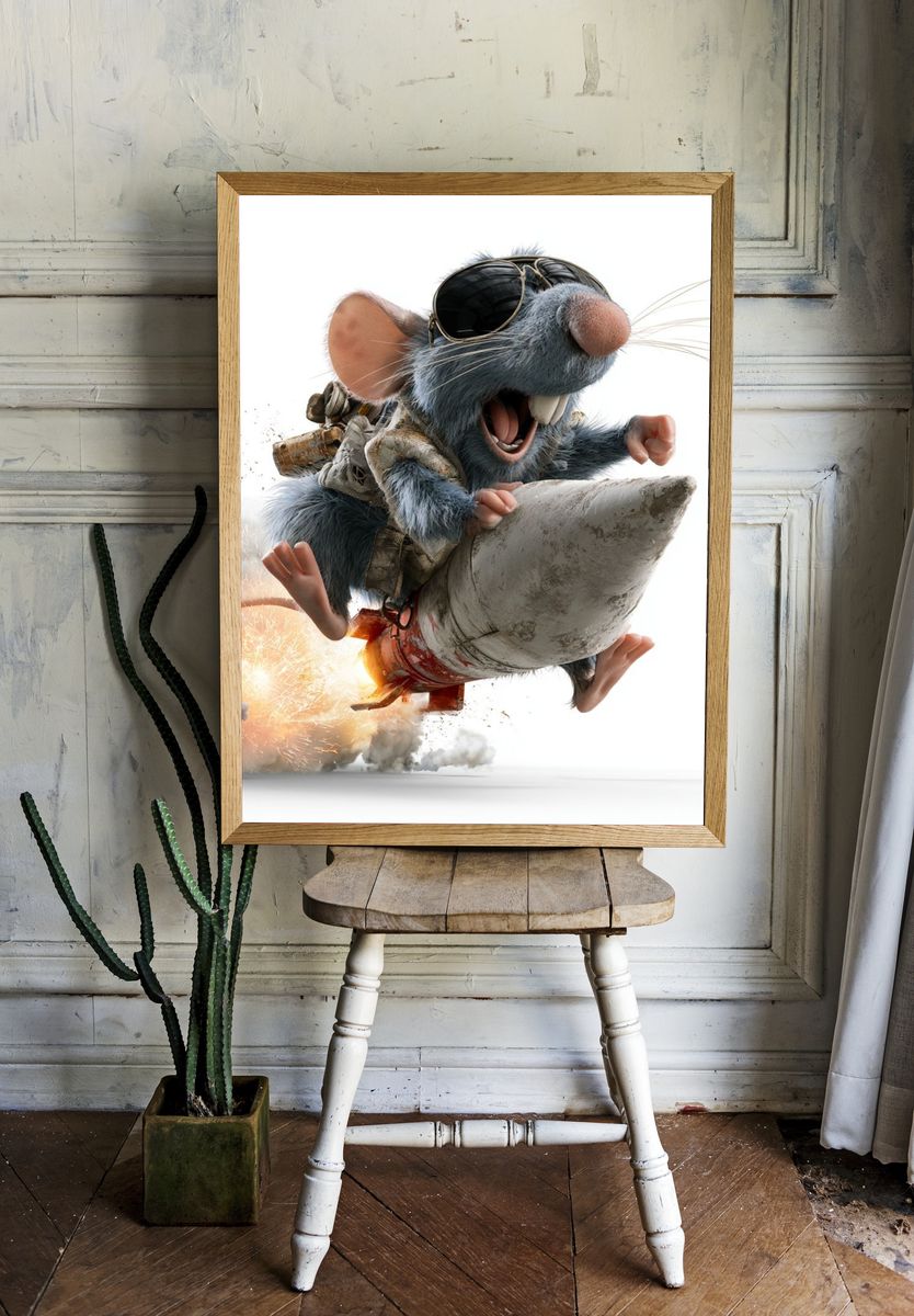 Rocket Rat Cartoon Poster. — room view 1