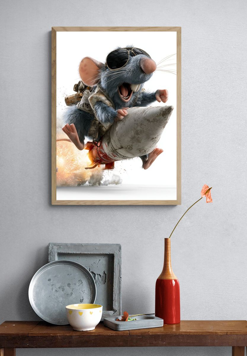 Rocket Rat Cartoon Poster. — room view 3
