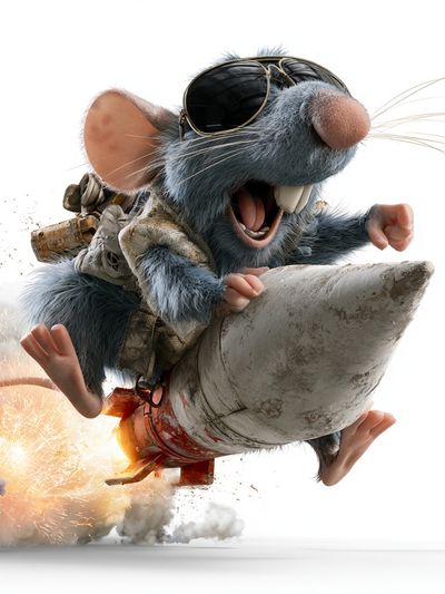 Rocket Rat Cartoon Poster.