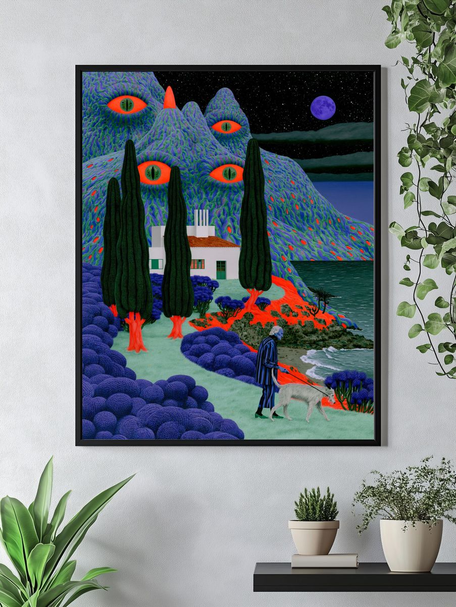 Surreal Moonlit Landscape Print. — room view 4