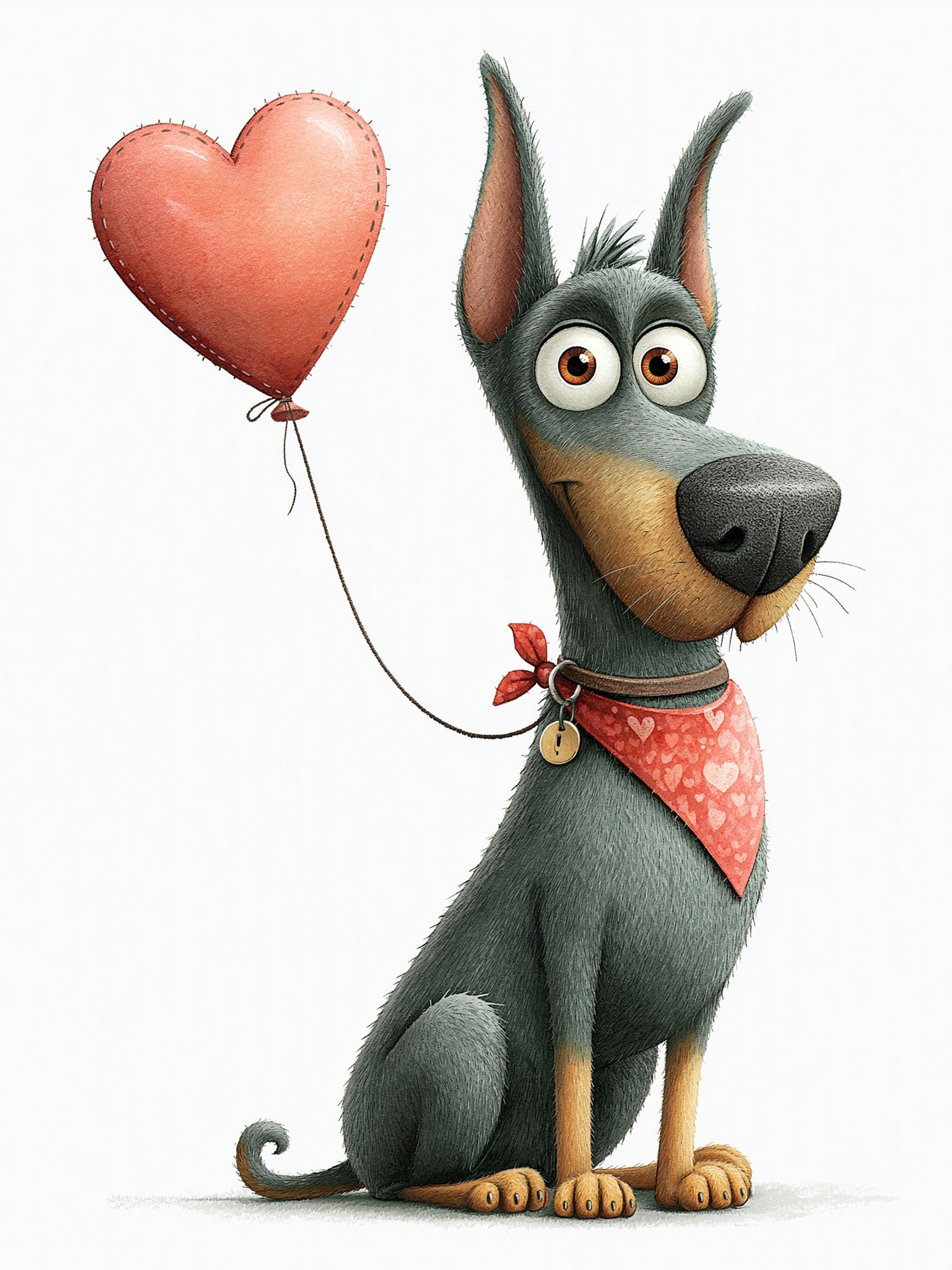 Heart Balloon Dog Illustration Poster. poster detail