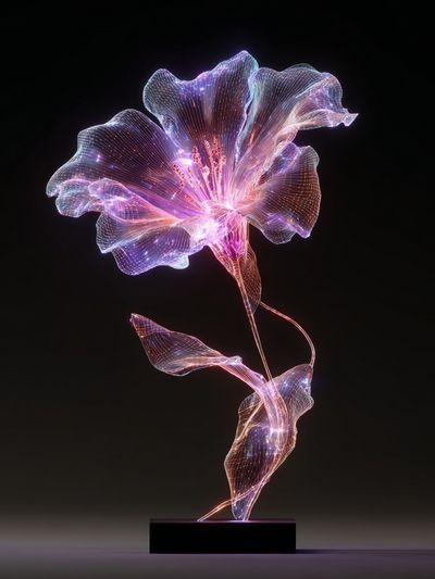 Glowing Digital Flower Illustration Poster.