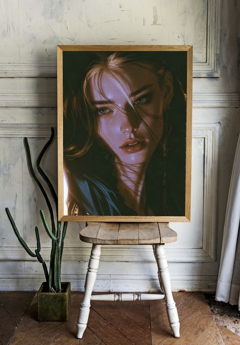 Moody Portrait Illustration Poster. room preview