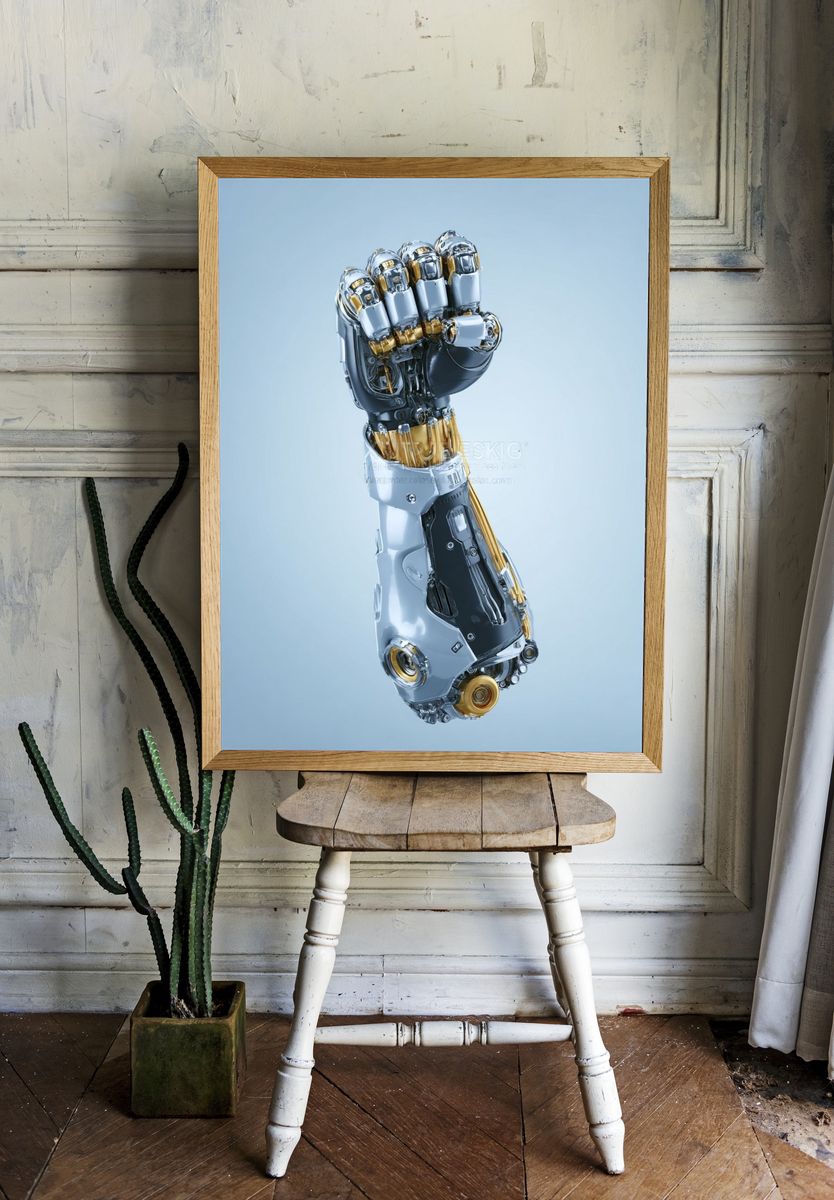 Robotic Fist Digital Art Print. room preview