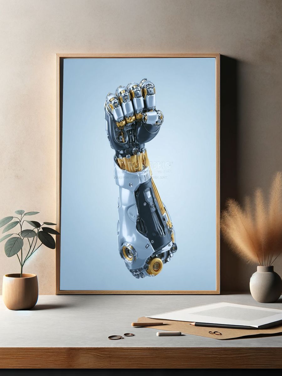 Robotic Fist Digital Art Print. — room view 2