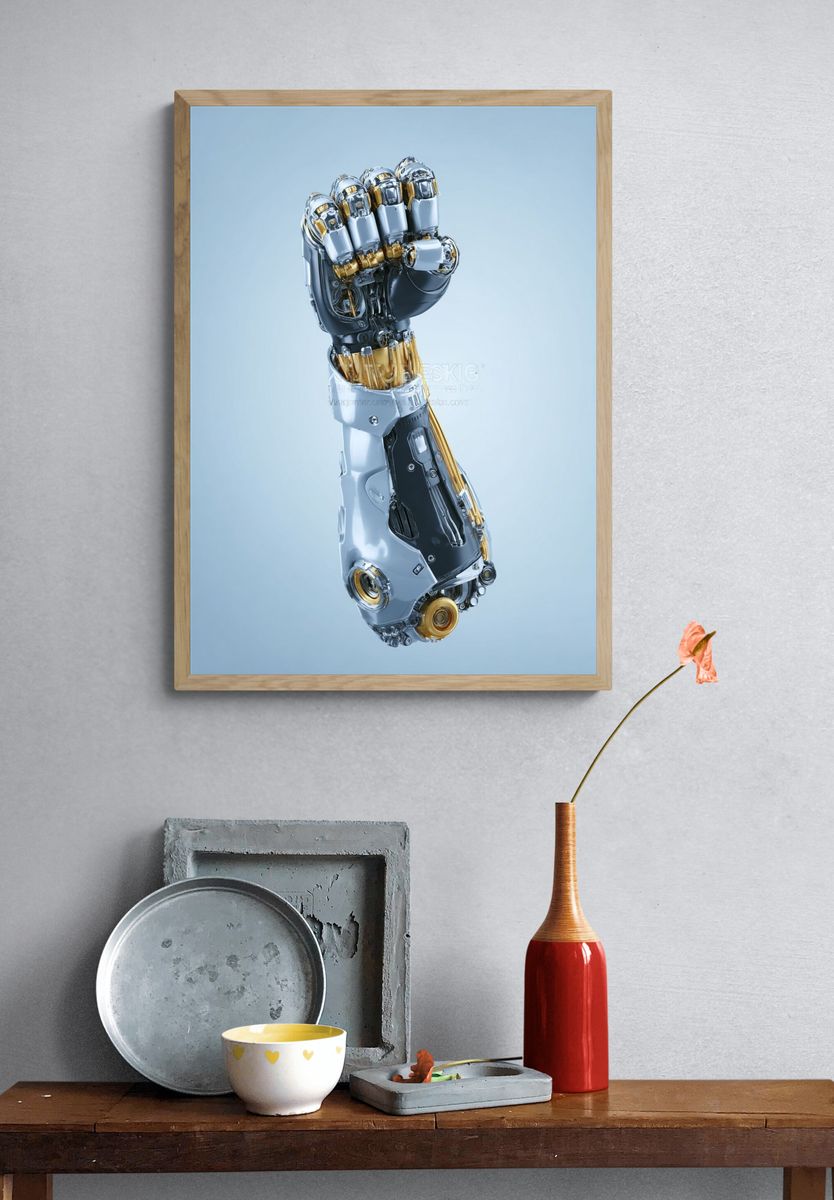 Robotic Fist Digital Art Print. — room view 3