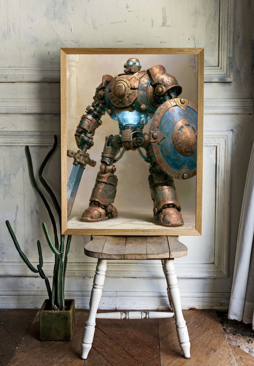 Steampunk Robot Warrior Print. — room view 1