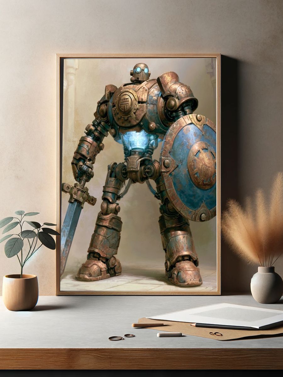 Steampunk Robot Warrior Print. — room view 2
