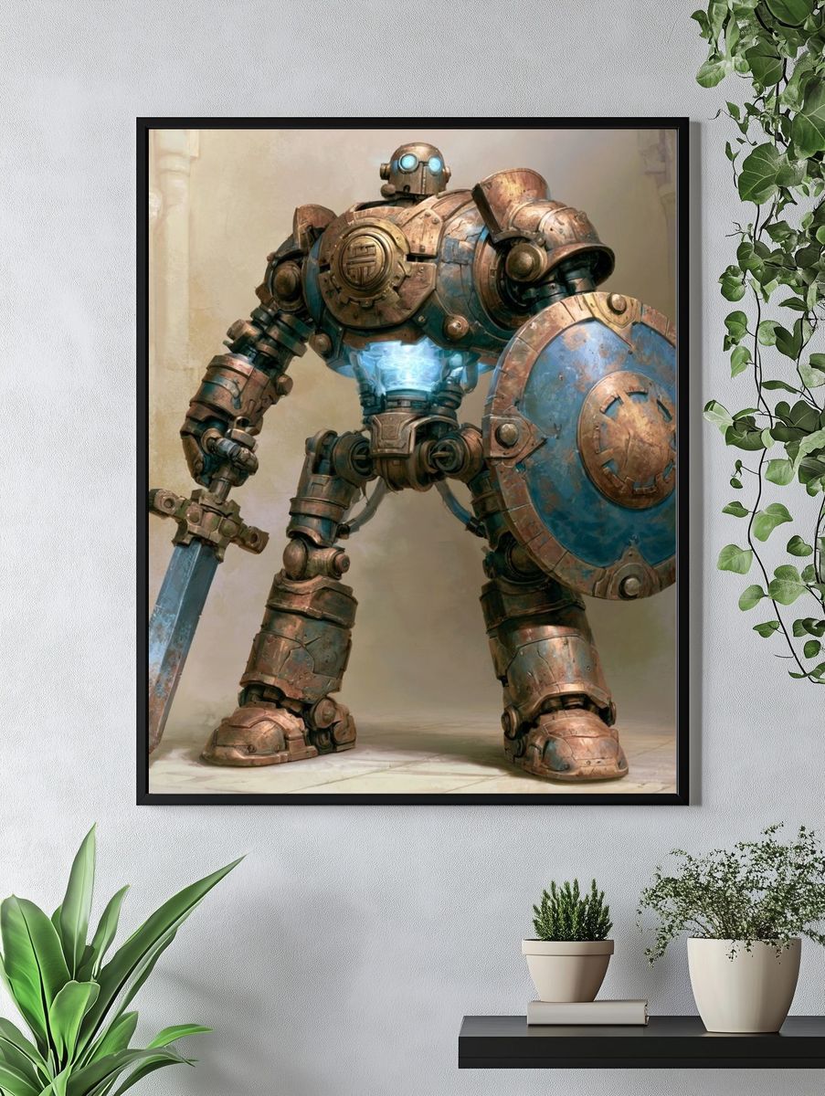 Steampunk Robot Warrior Print. — room view 4