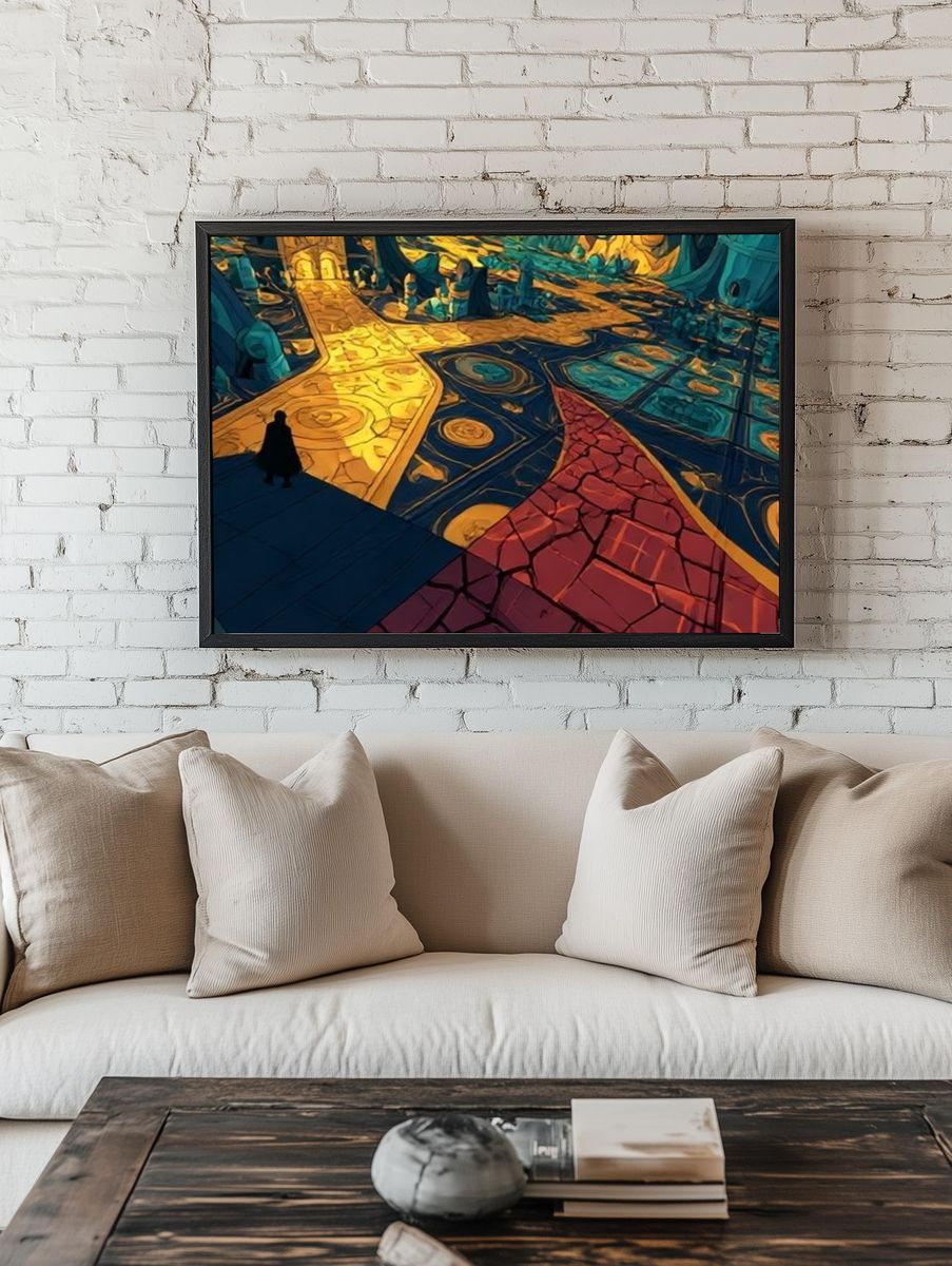 Surreal Mosaic Path Illustration Poster. room preview