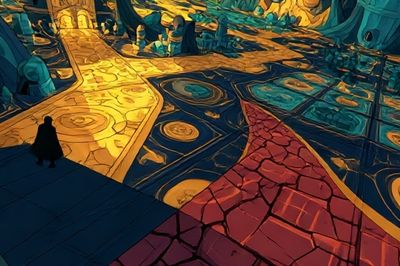 Surreal Mosaic Path Illustration Poster. poster