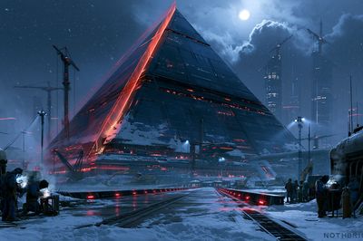 Futuristic Pyramid Cityscape Poster. poster