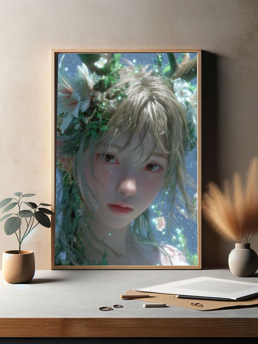 Forest Spirit Portrait Print. — room view 2