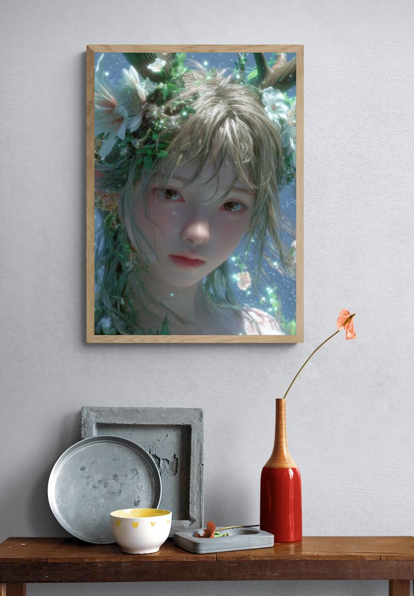 Forest Spirit Portrait Print. — room view 3