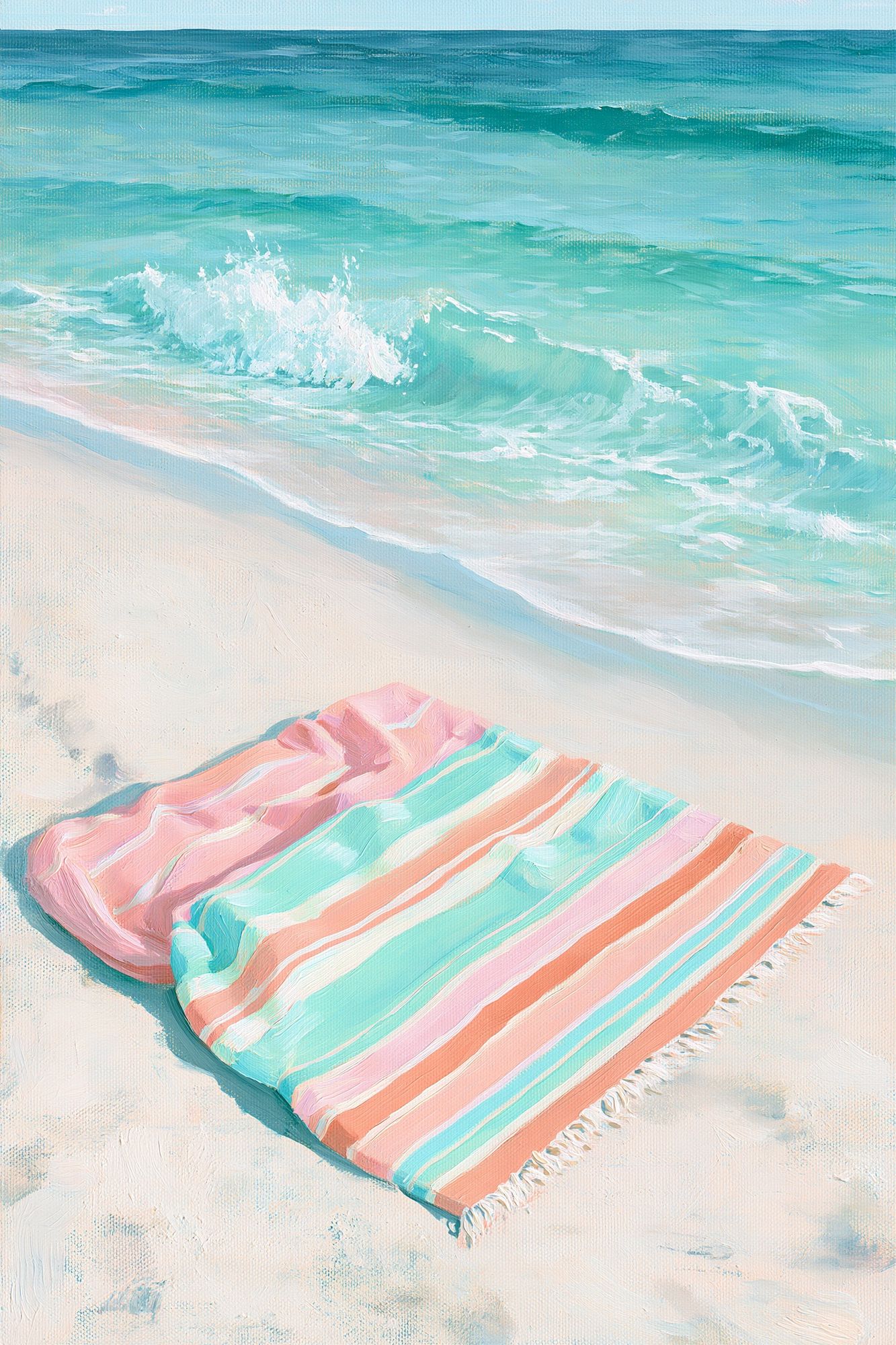 Pastel Beach Towel Seascape Print. poster detail