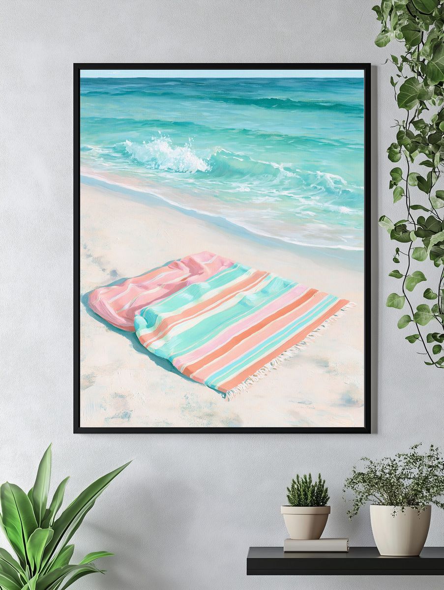 Pastel Beach Towel Seascape Print. — room view 4