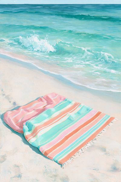 Pastel Beach Towel Seascape Print. poster print