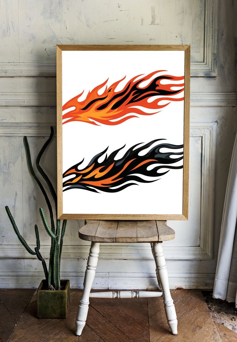 Flame Tribal Illustration Poster. room preview