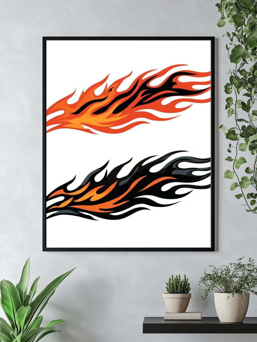 Flame Tribal Illustration Poster. — room view 4