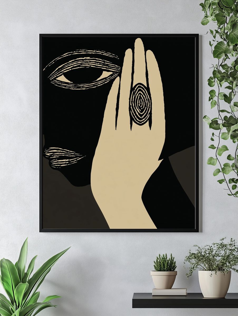 Abstract Face Line Art Poster. — room view 4