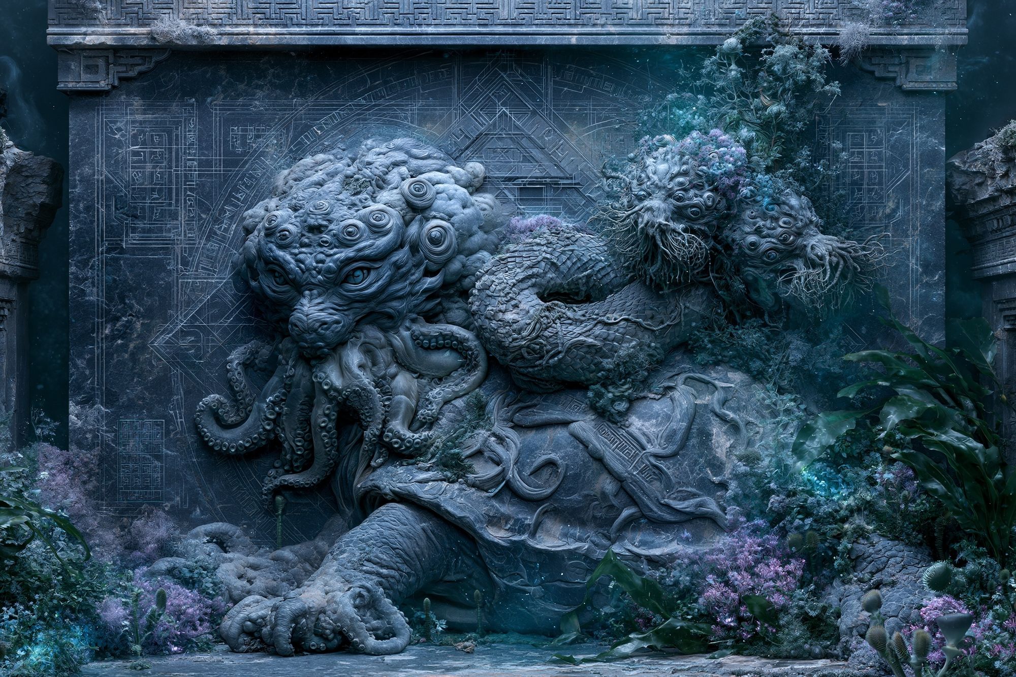 Mythic Sea Guardian Illustration Print. poster — illustration art