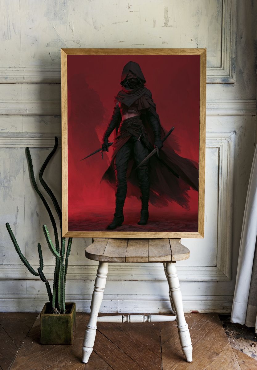 Shadow Assassin Digital Art Poster. — room view 1