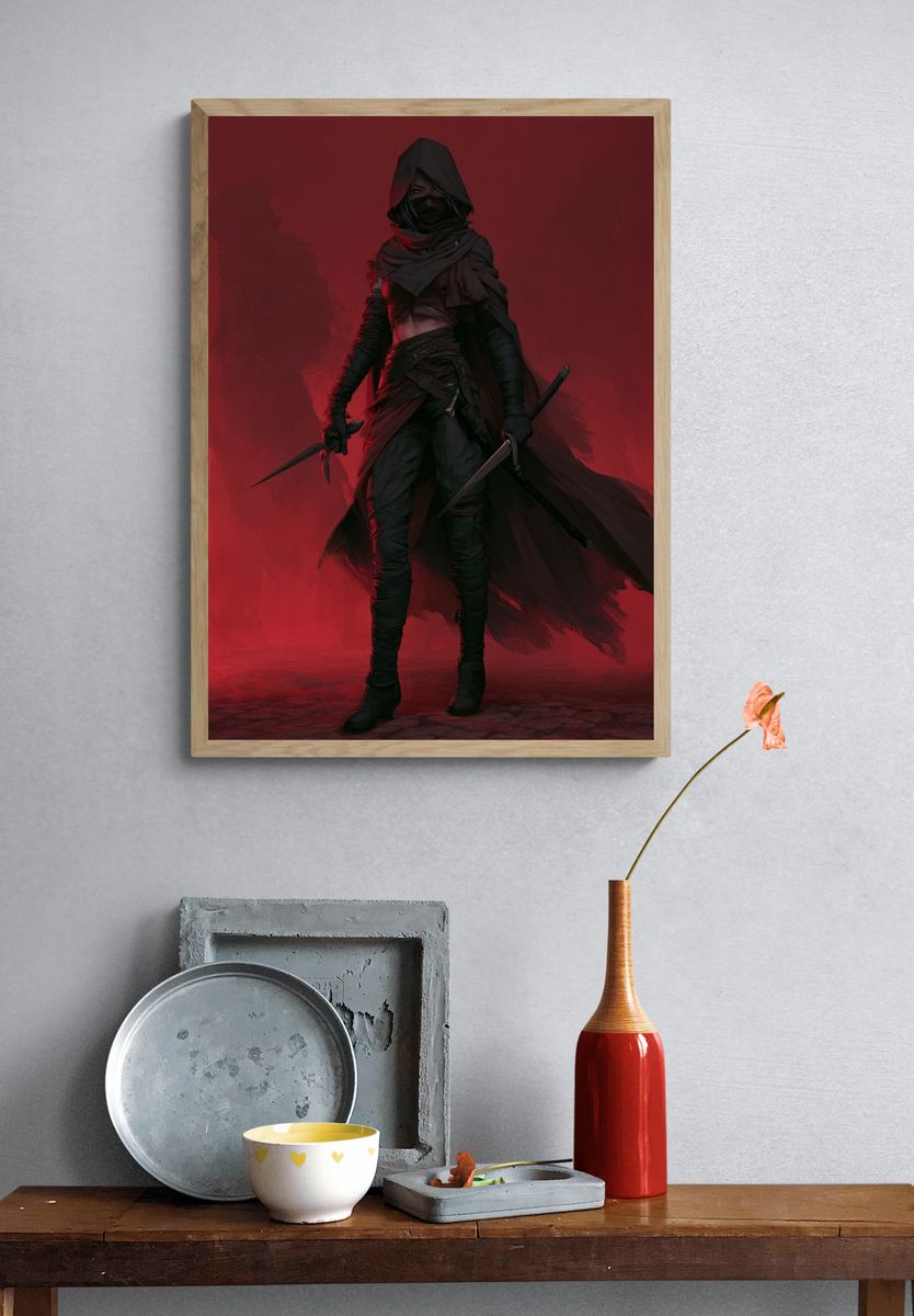 Shadow Assassin Digital Art Poster. — room view 3