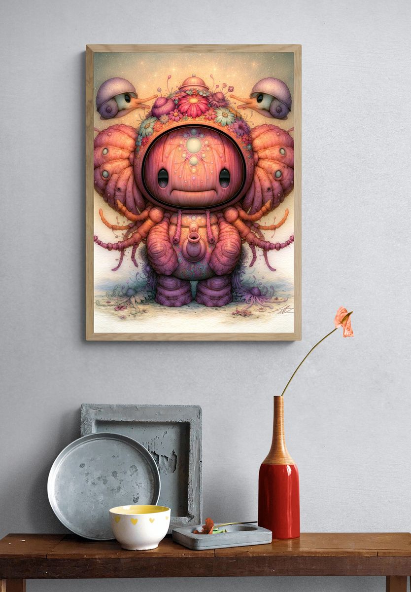 Floral Astronaut Creature Illustration Poster. — room view 3