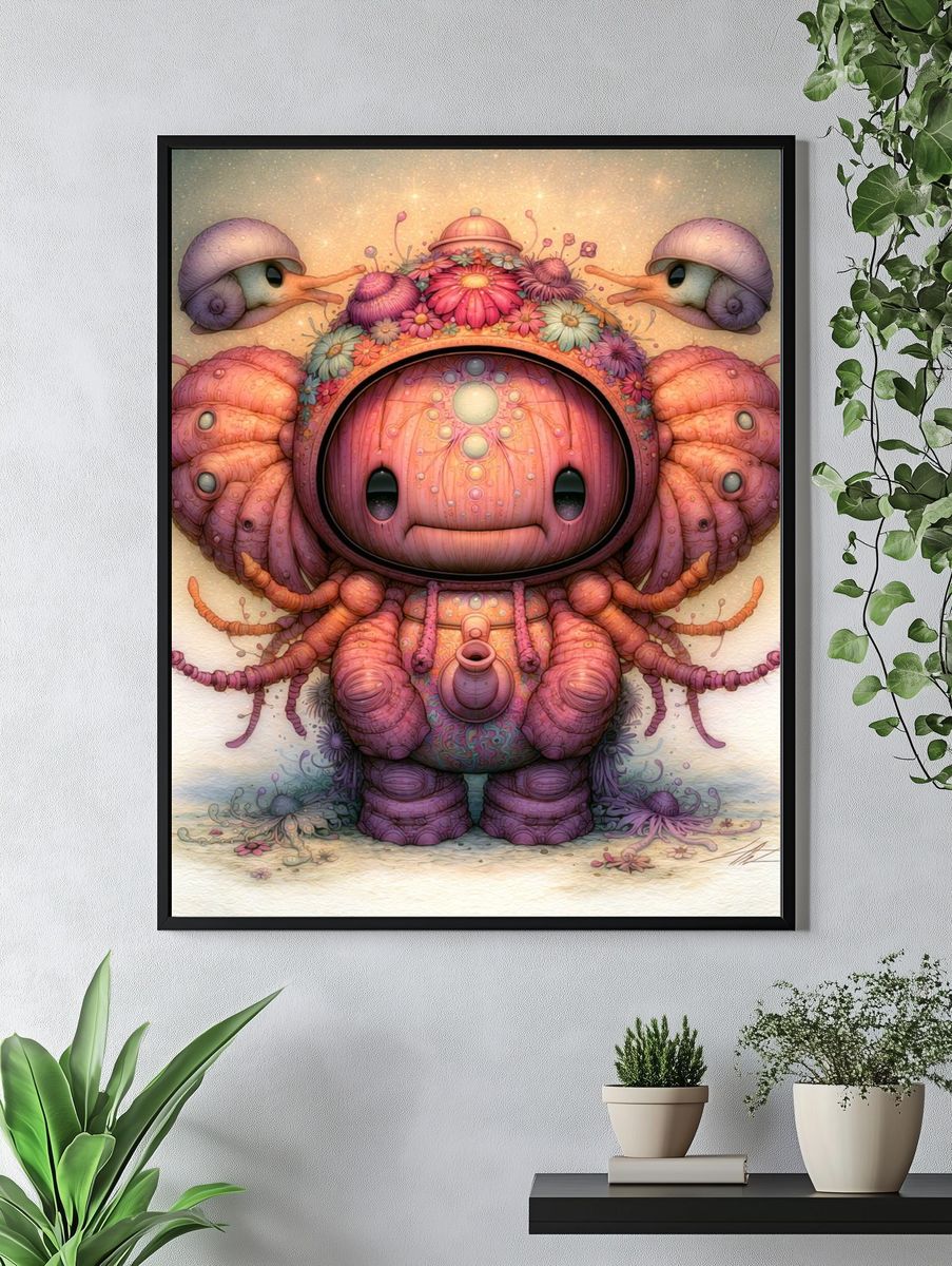 Floral Astronaut Creature Illustration Poster. — room view 4